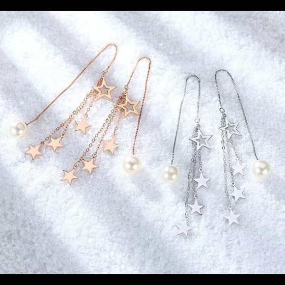 Shooting Star Waterfall Threader Dangle Earrings - Picture 7 of 7